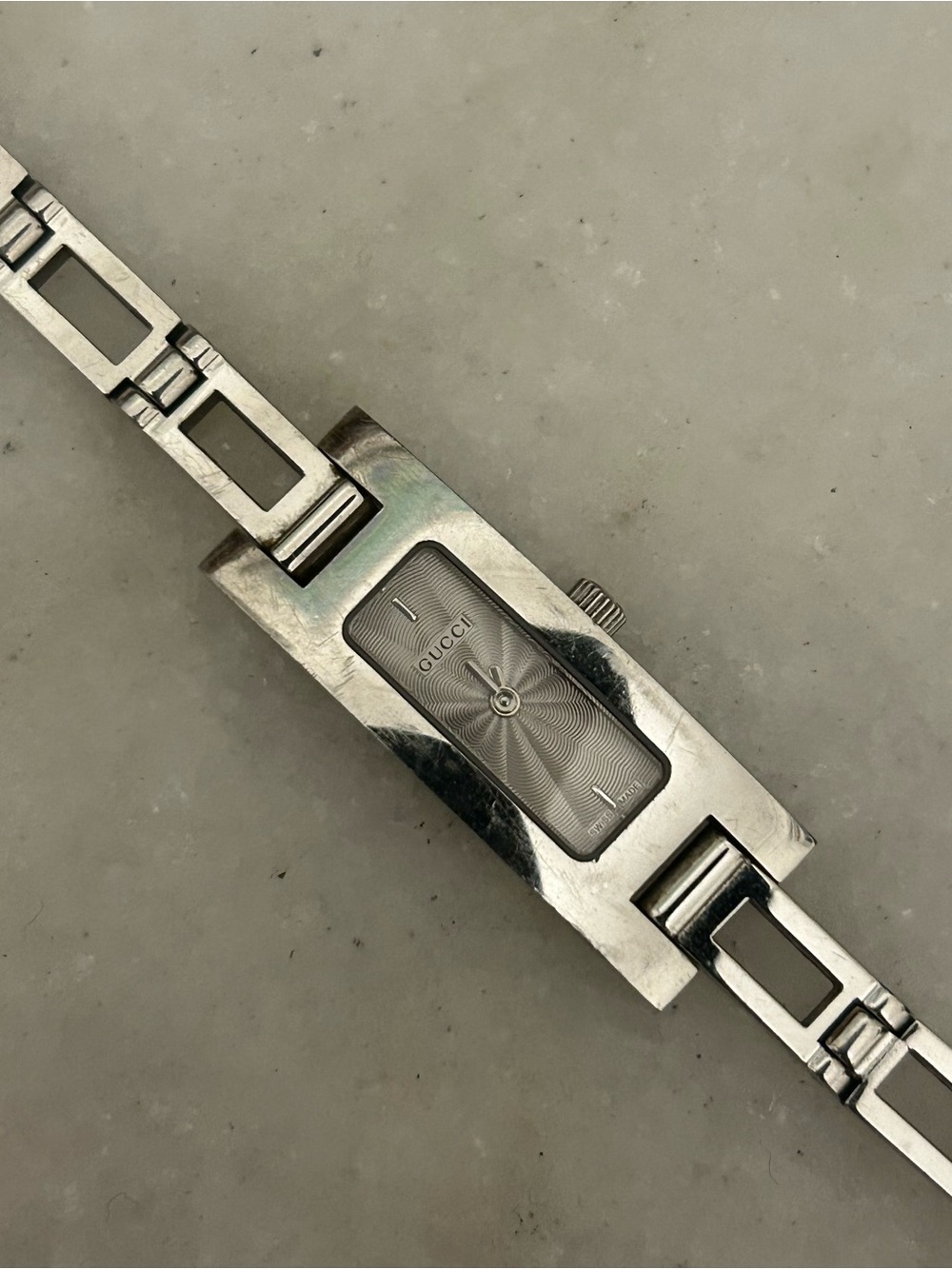 Gucci Silver Rectangular Bracelet Watch